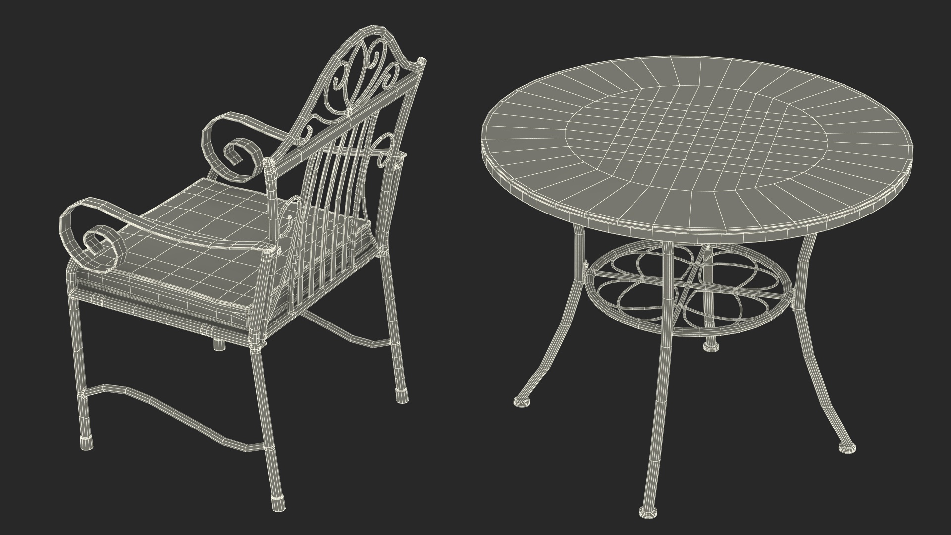 Yellow Iron Patio Furniture 3D