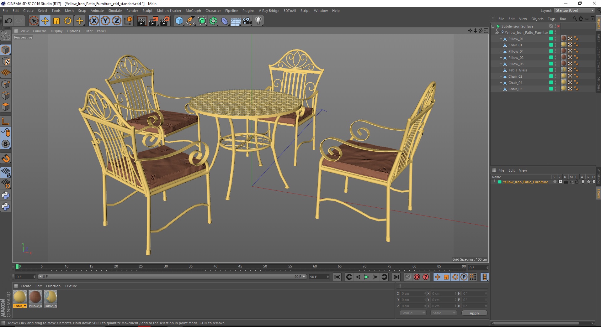 Yellow Iron Patio Furniture 3D