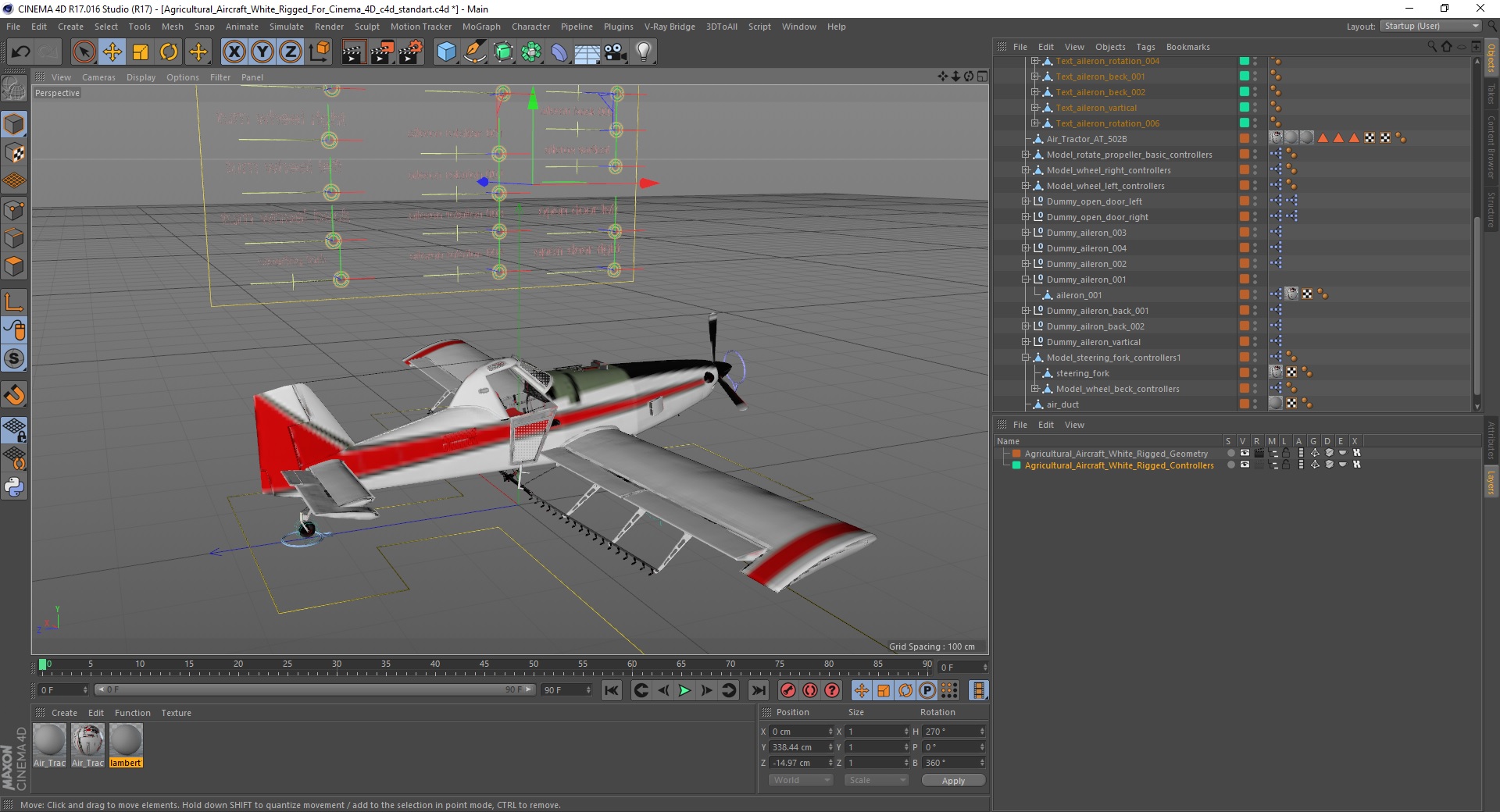 3D Agricultural Aircraft White Rigged for Cinema 4D model