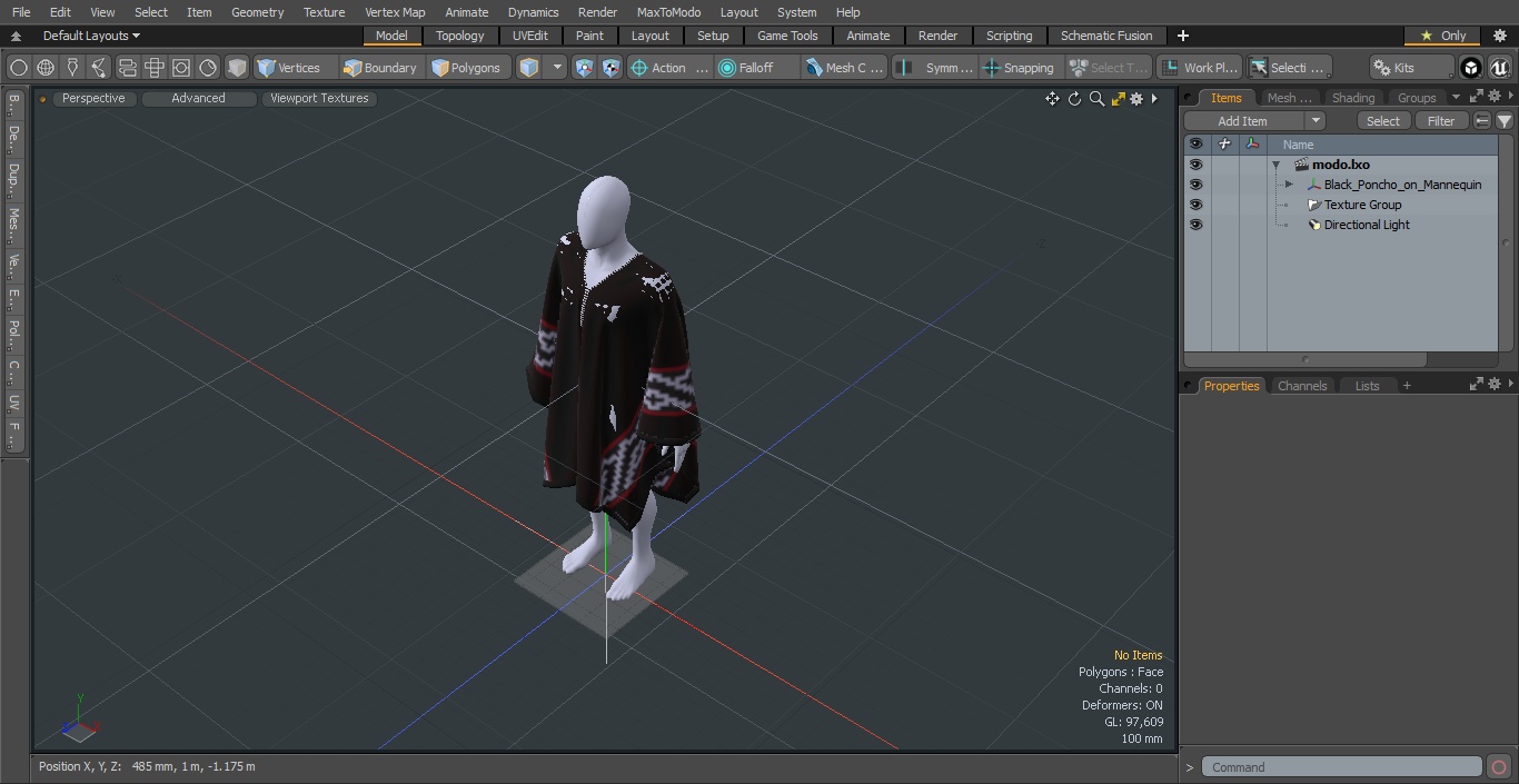 3D model Black Poncho on Mannequin