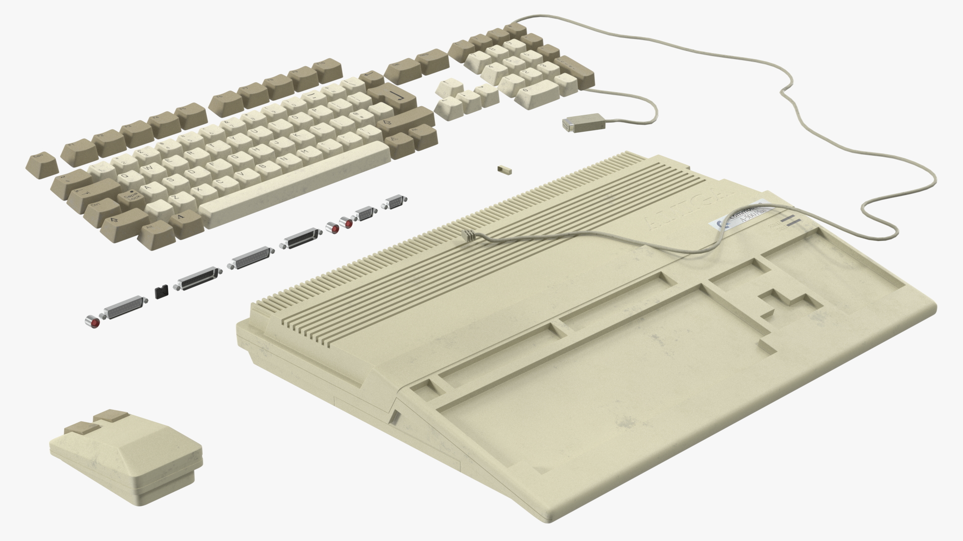 3D Amiga 500 Home Computer Old Keyboard