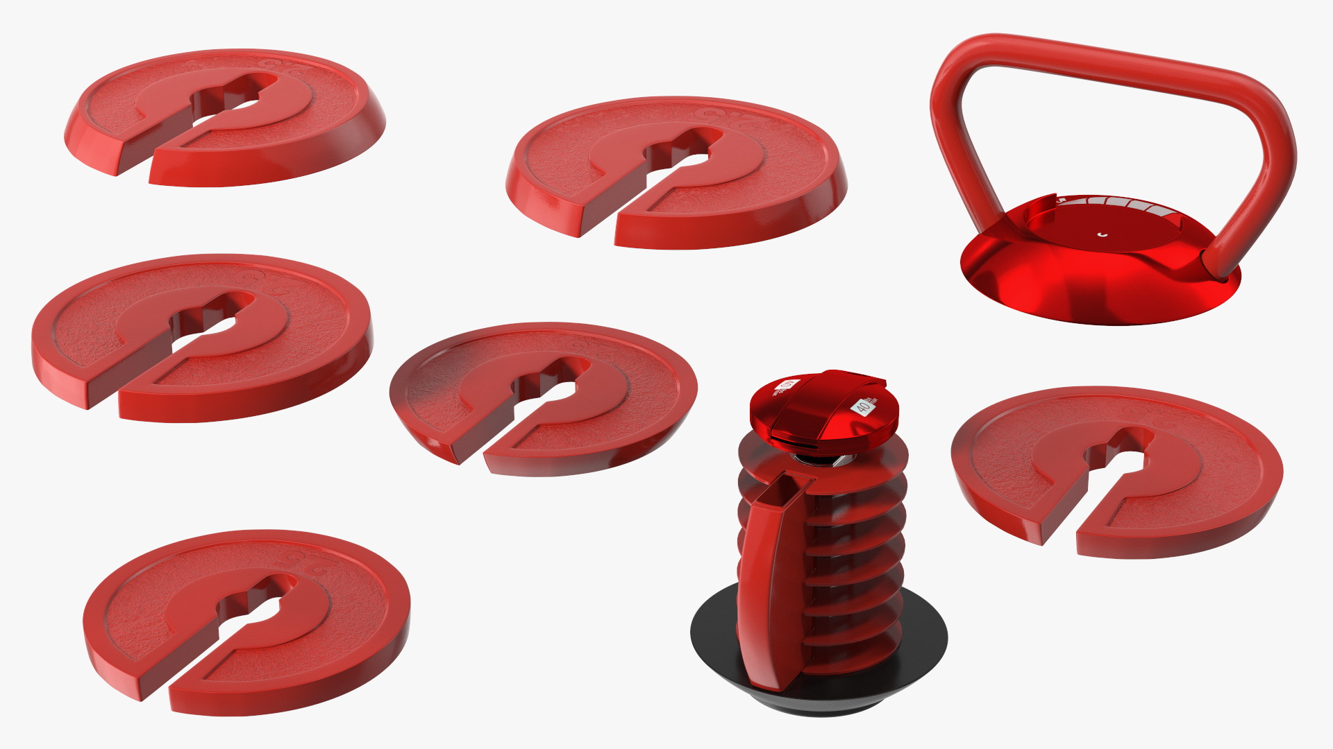 3D model Kettlebell with Disks Red