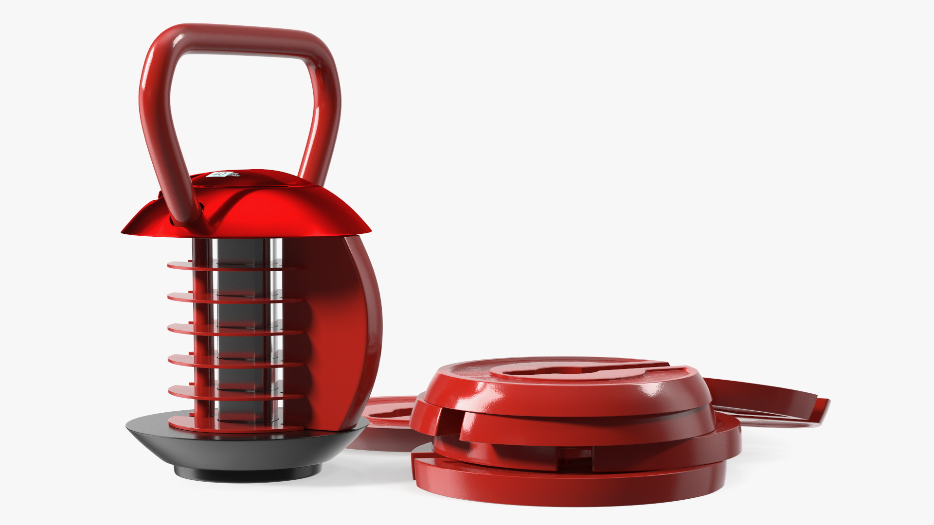 3D model Kettlebell with Disks Red