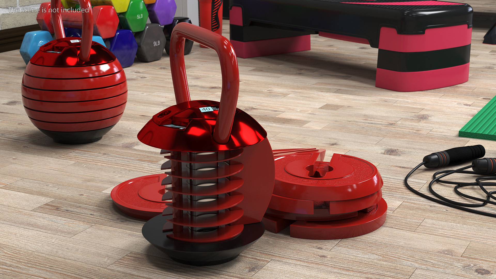 3D model Kettlebell with Disks Red