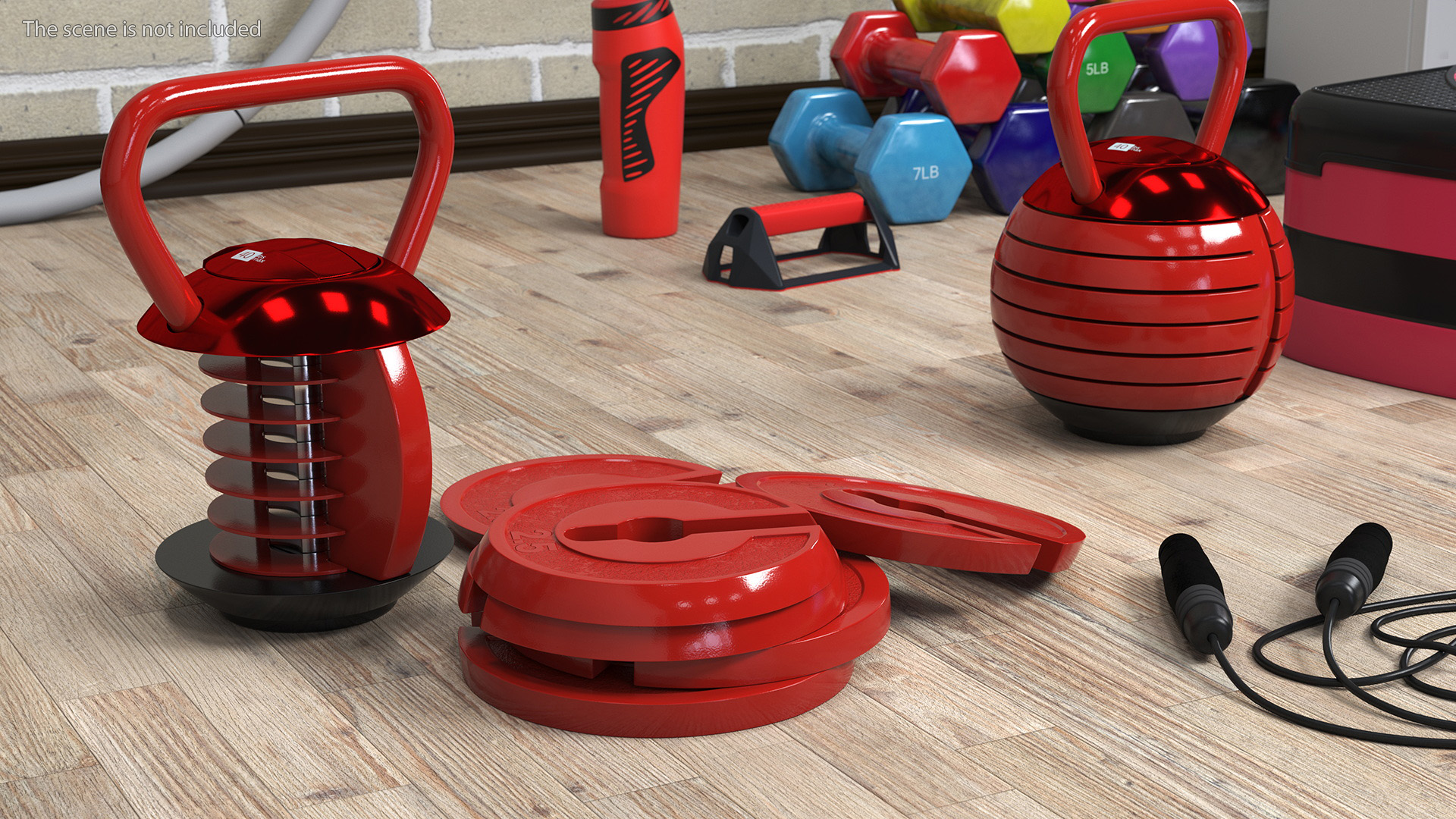 3D model Kettlebell with Disks Red