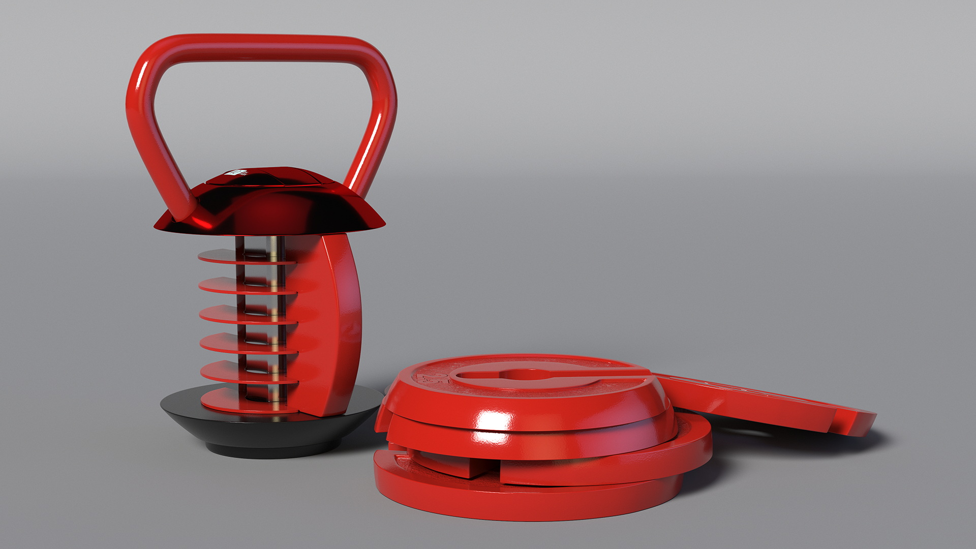 3D model Kettlebell with Disks Red