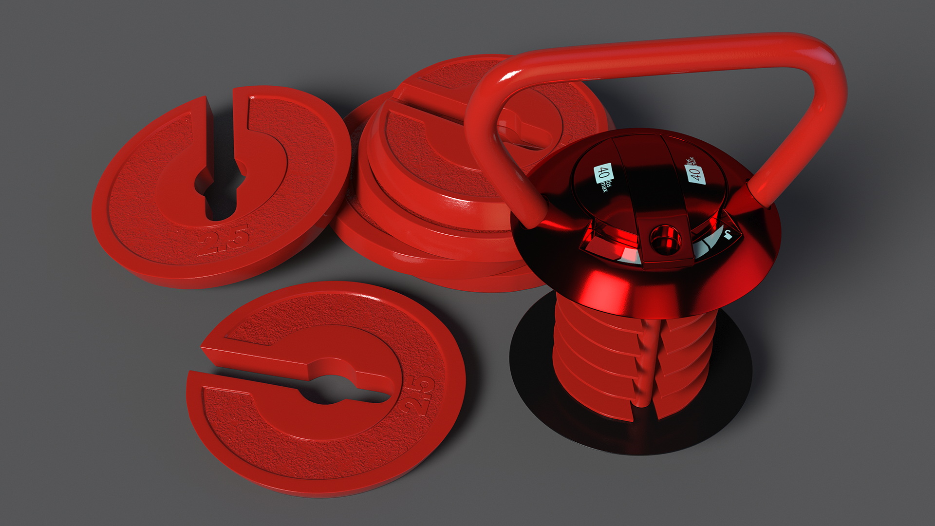 3D model Kettlebell with Disks Red