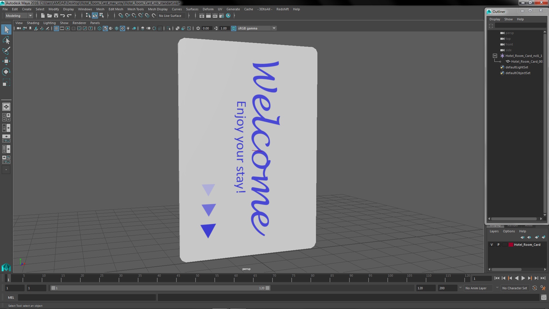 3D model Hotel Room Card