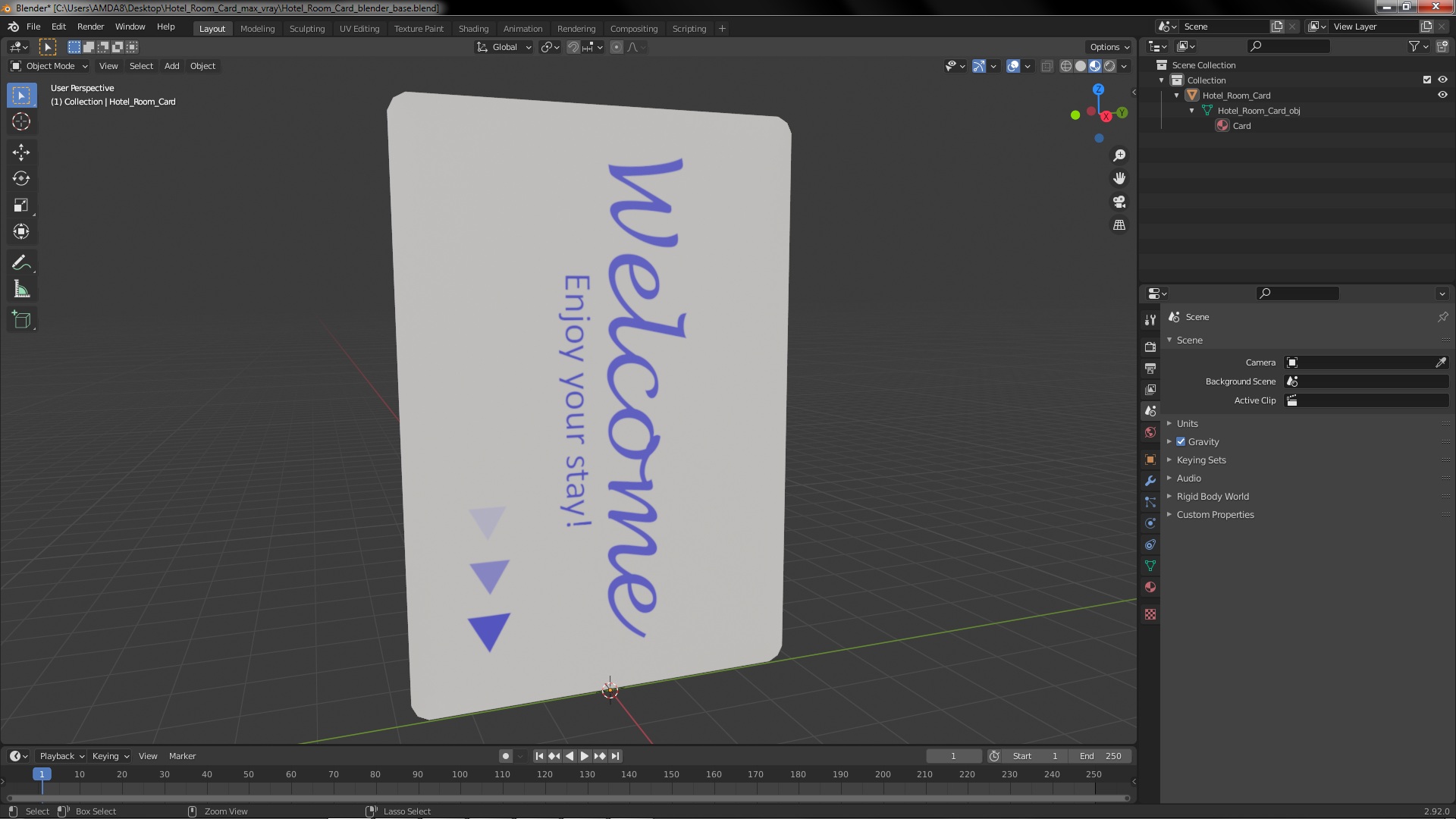 3D model Hotel Room Card