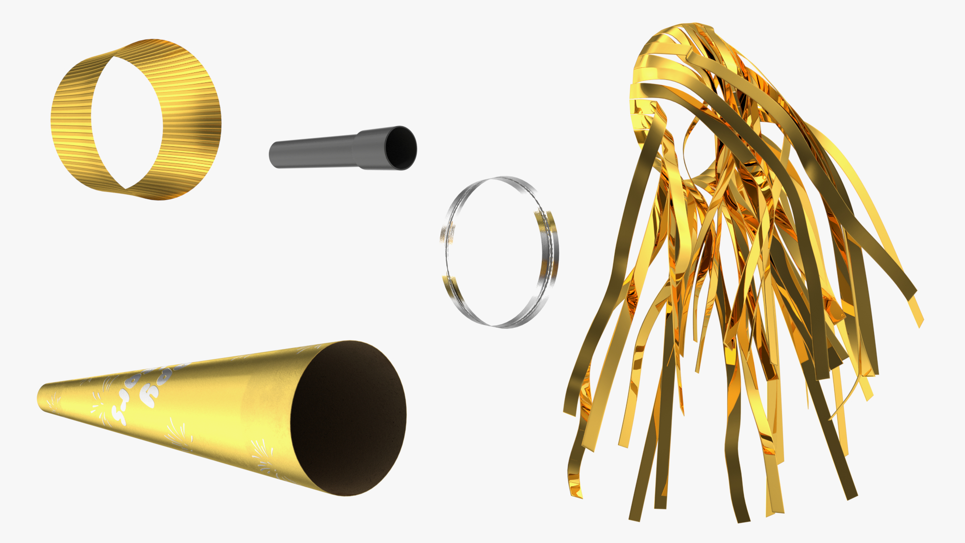 3D New Year Horn Noisemaker Golden