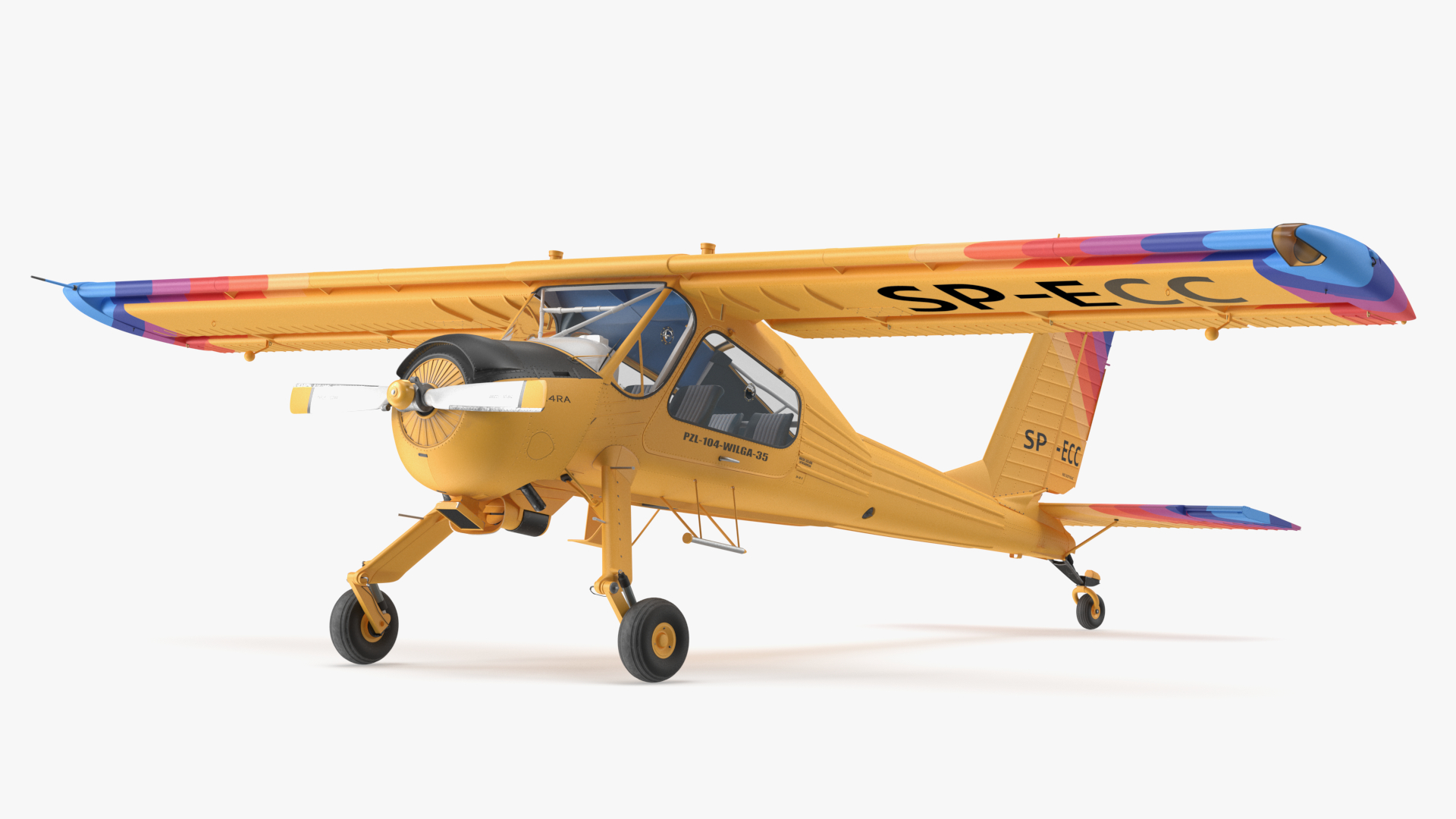 3D model Wilga PZL 104 Airplane Yellow Simple Interior