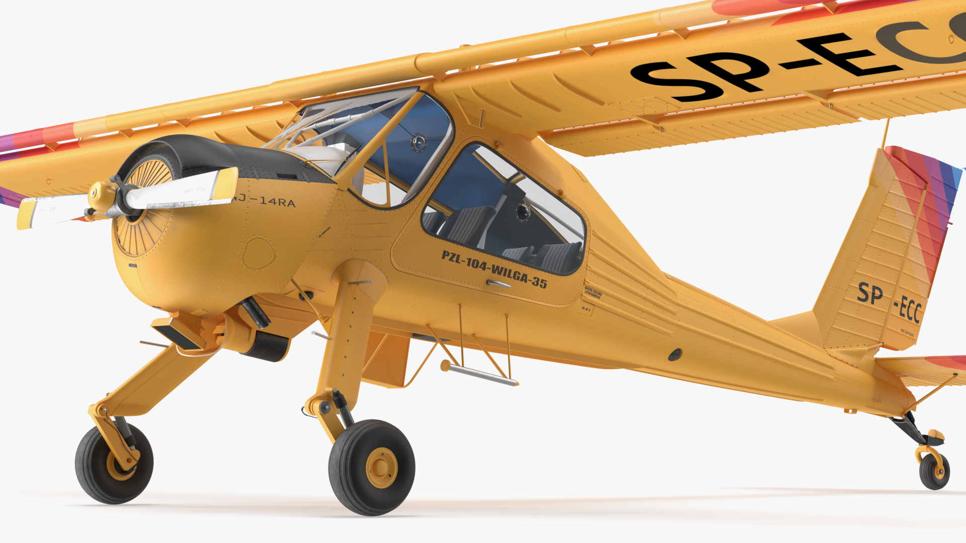 3D model Wilga PZL 104 Airplane Yellow Simple Interior