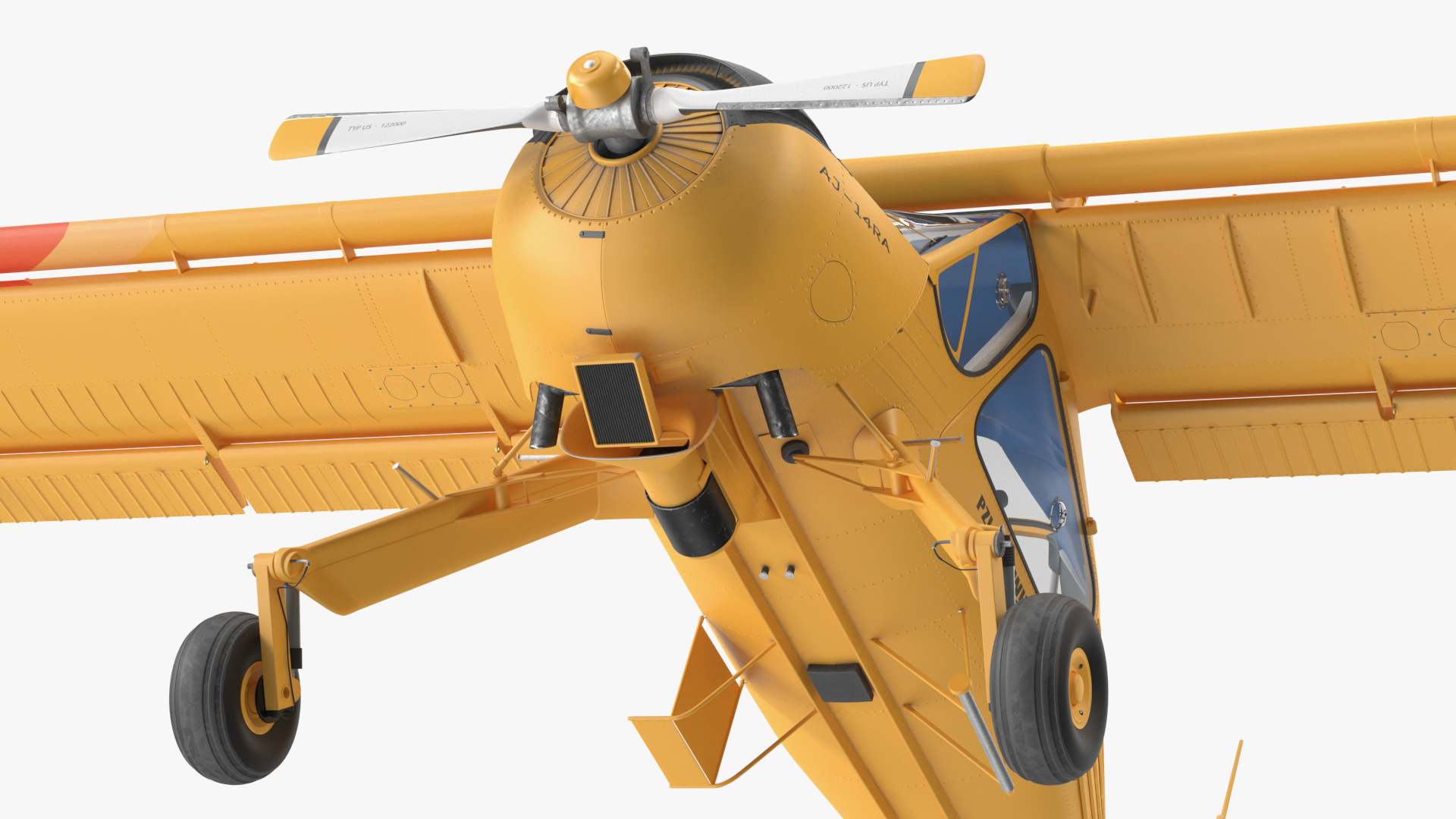 3D model Wilga PZL 104 Airplane Yellow Simple Interior