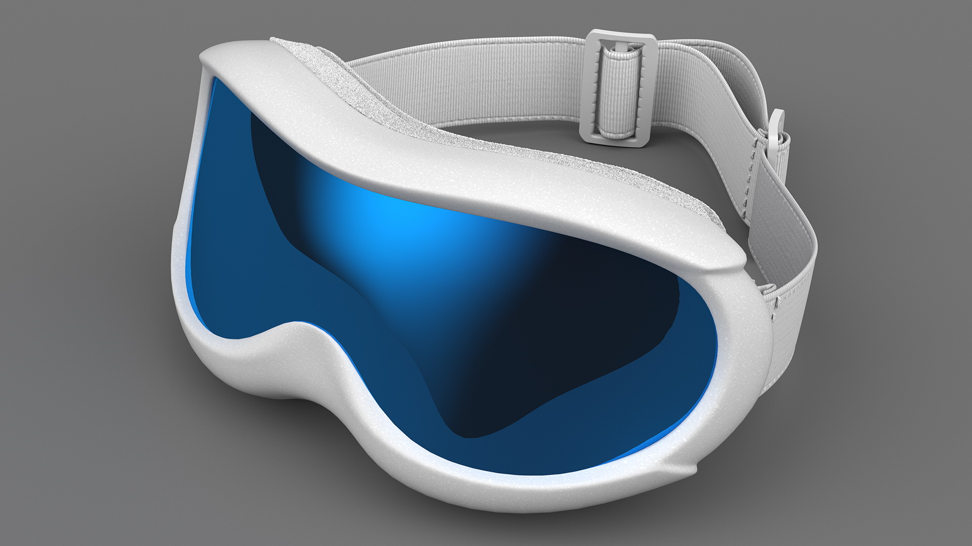 3D White Ski Goggles with Blue Glass model