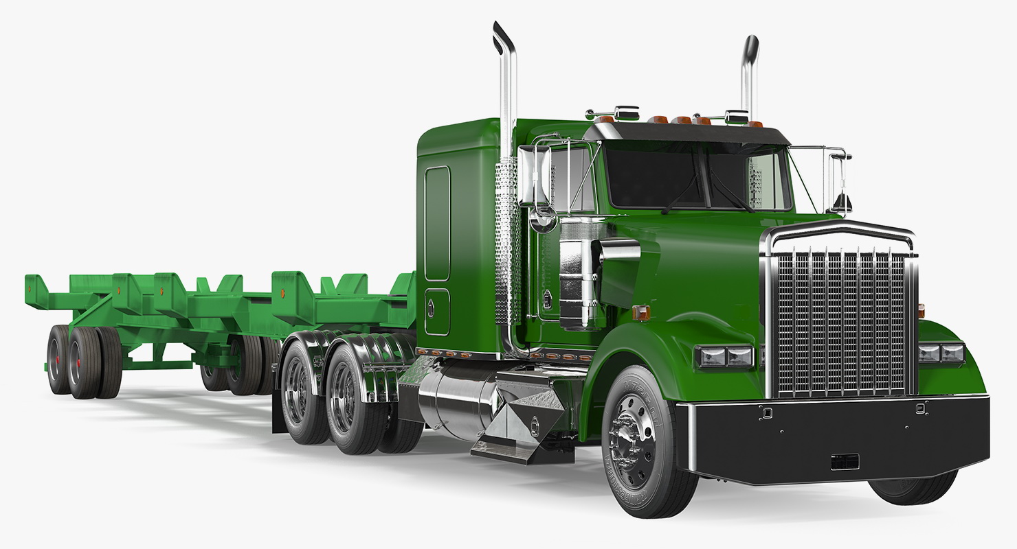 3D model Truck with Terminal Trailer Chassis