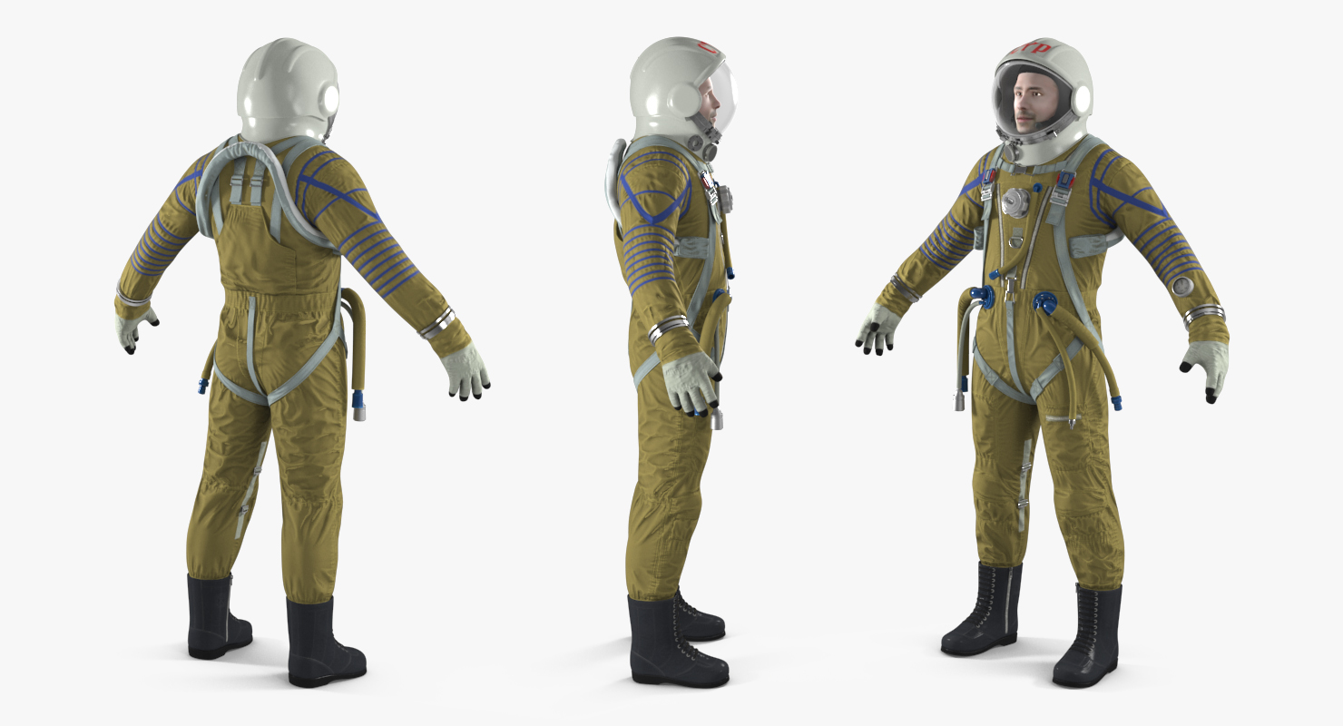 Astronaut Wearing Space Suit Strizh with SK 1 Helmet Rigged 3D model