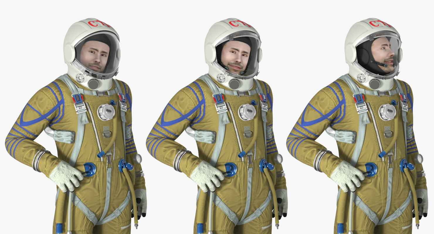 Astronaut Wearing Space Suit Strizh with SK 1 Helmet Rigged 3D model