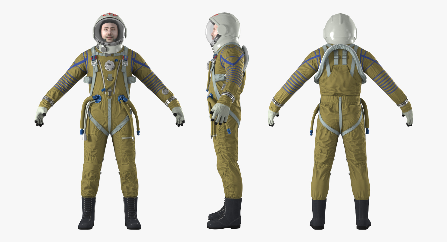 Astronaut Wearing Space Suit Strizh with SK 1 Helmet Rigged 3D model