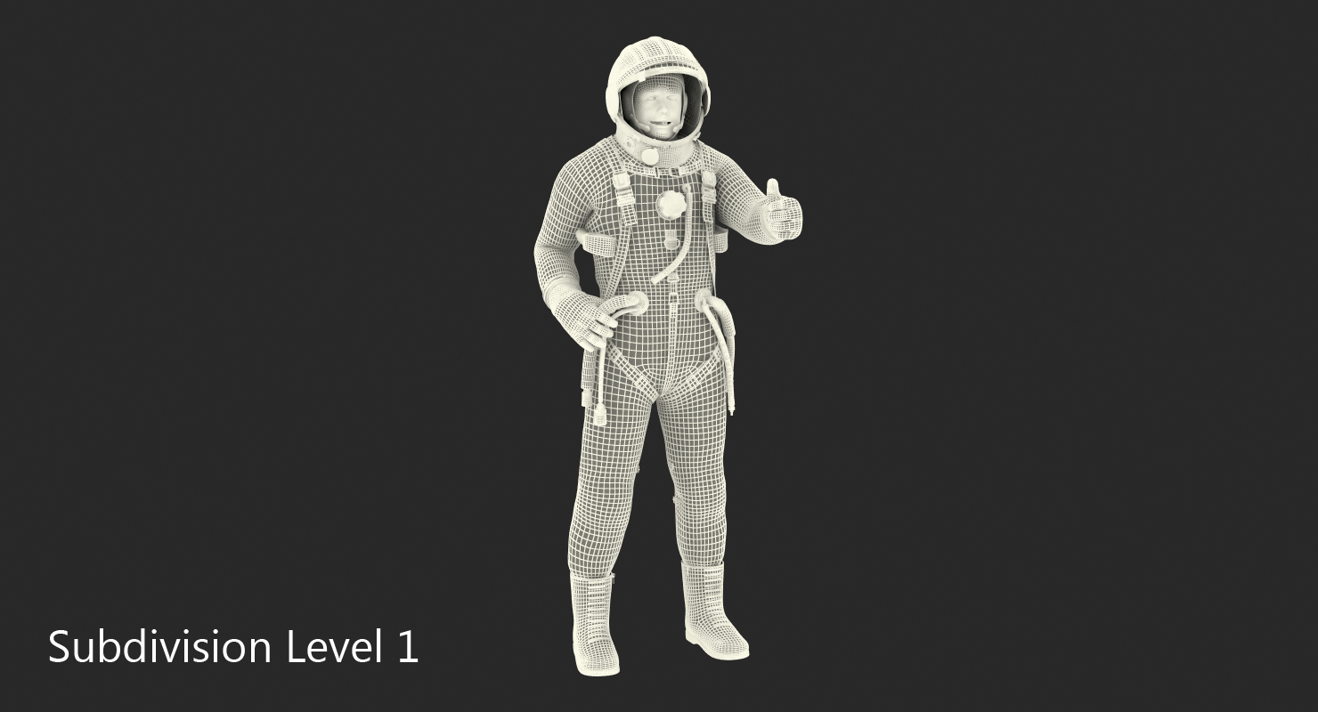 Astronaut Wearing Space Suit Strizh with SK 1 Helmet Rigged 3D model