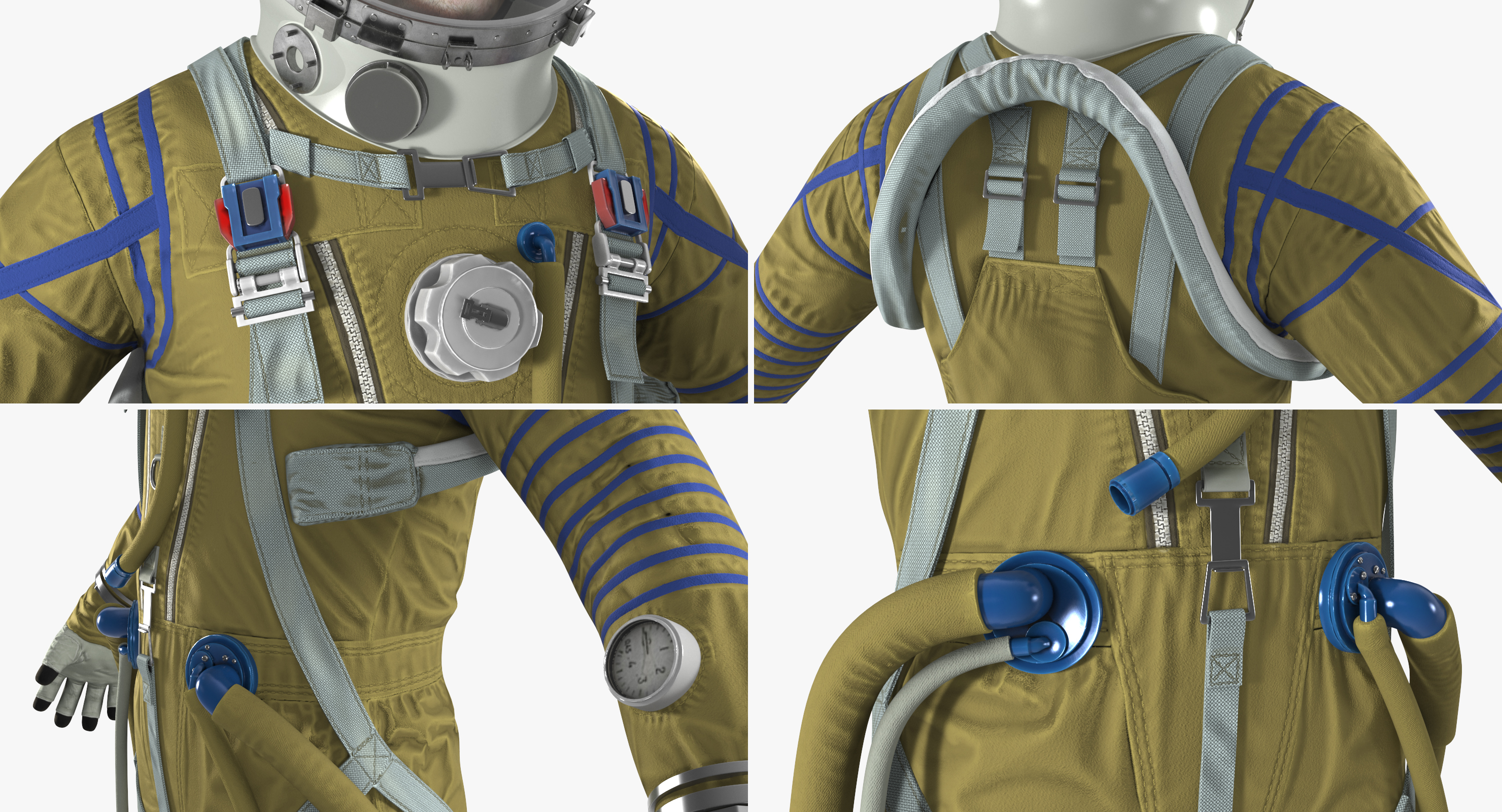 Astronaut Wearing Space Suit Strizh with SK 1 Helmet Rigged 3D model