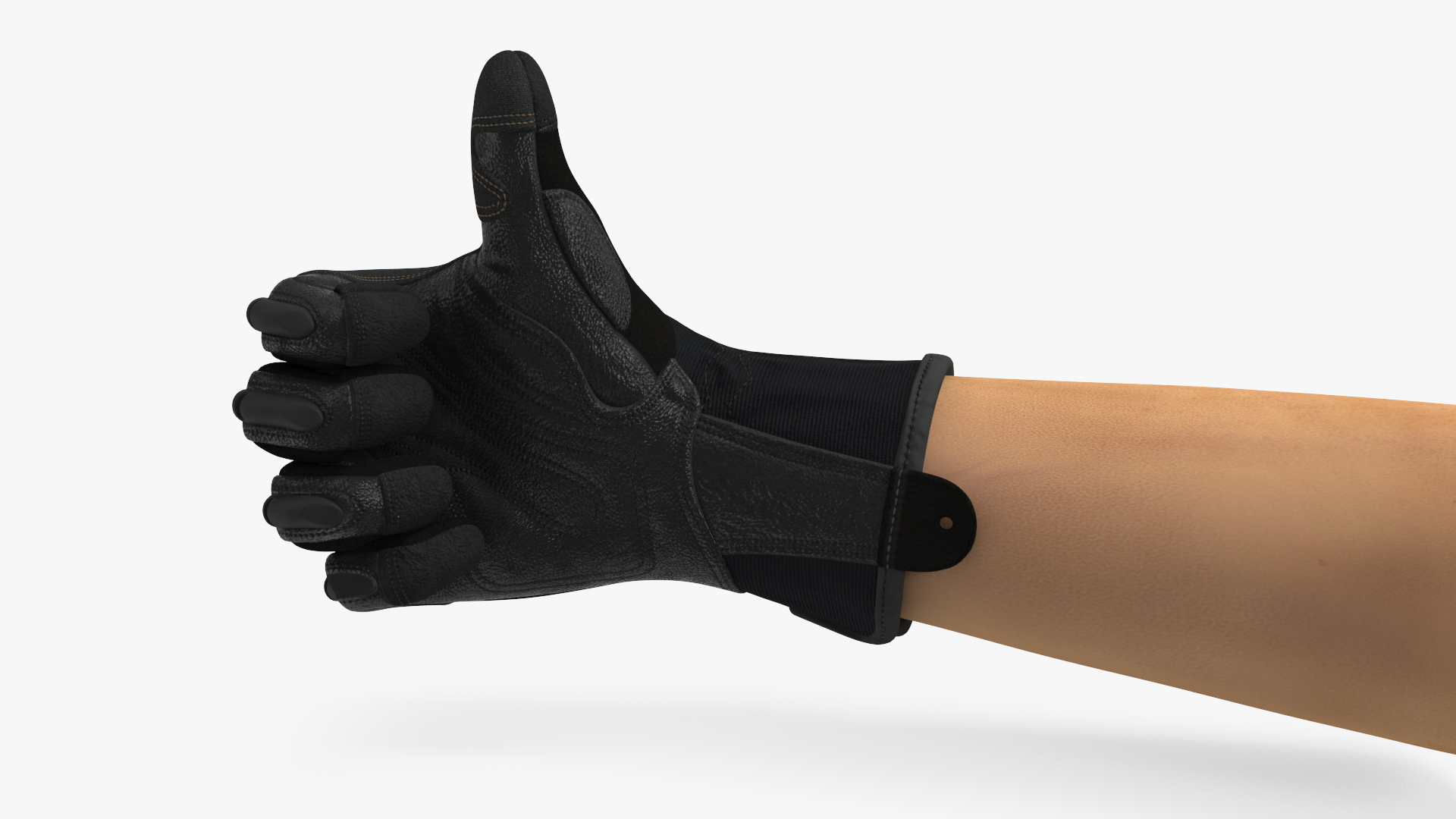 Hands in Black Safety Leather Glove Rigged 3D