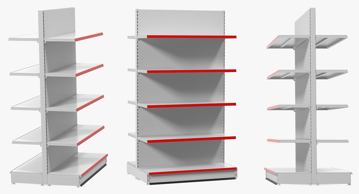 3D model Store Double-Sided Supermarket Rack