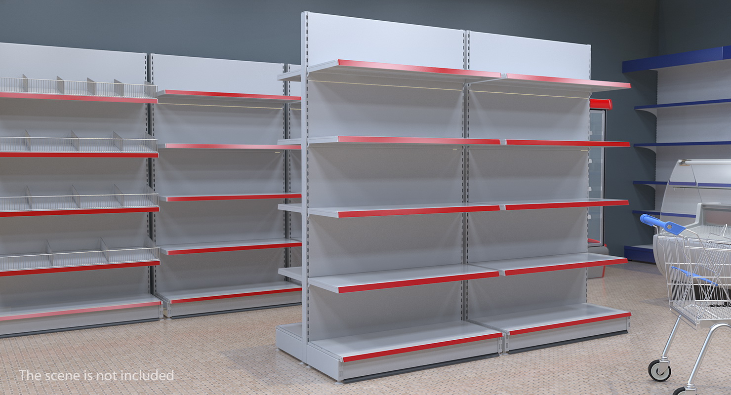 3D model Store Double-Sided Supermarket Rack