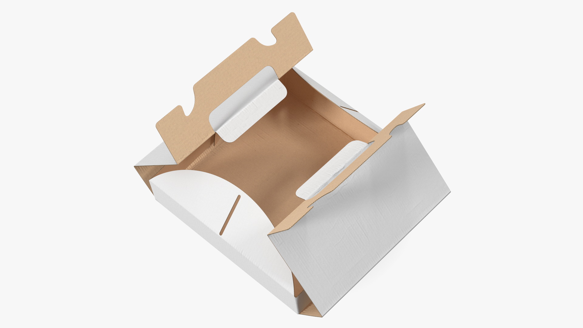 White Pizza Box with Handle Open 3D