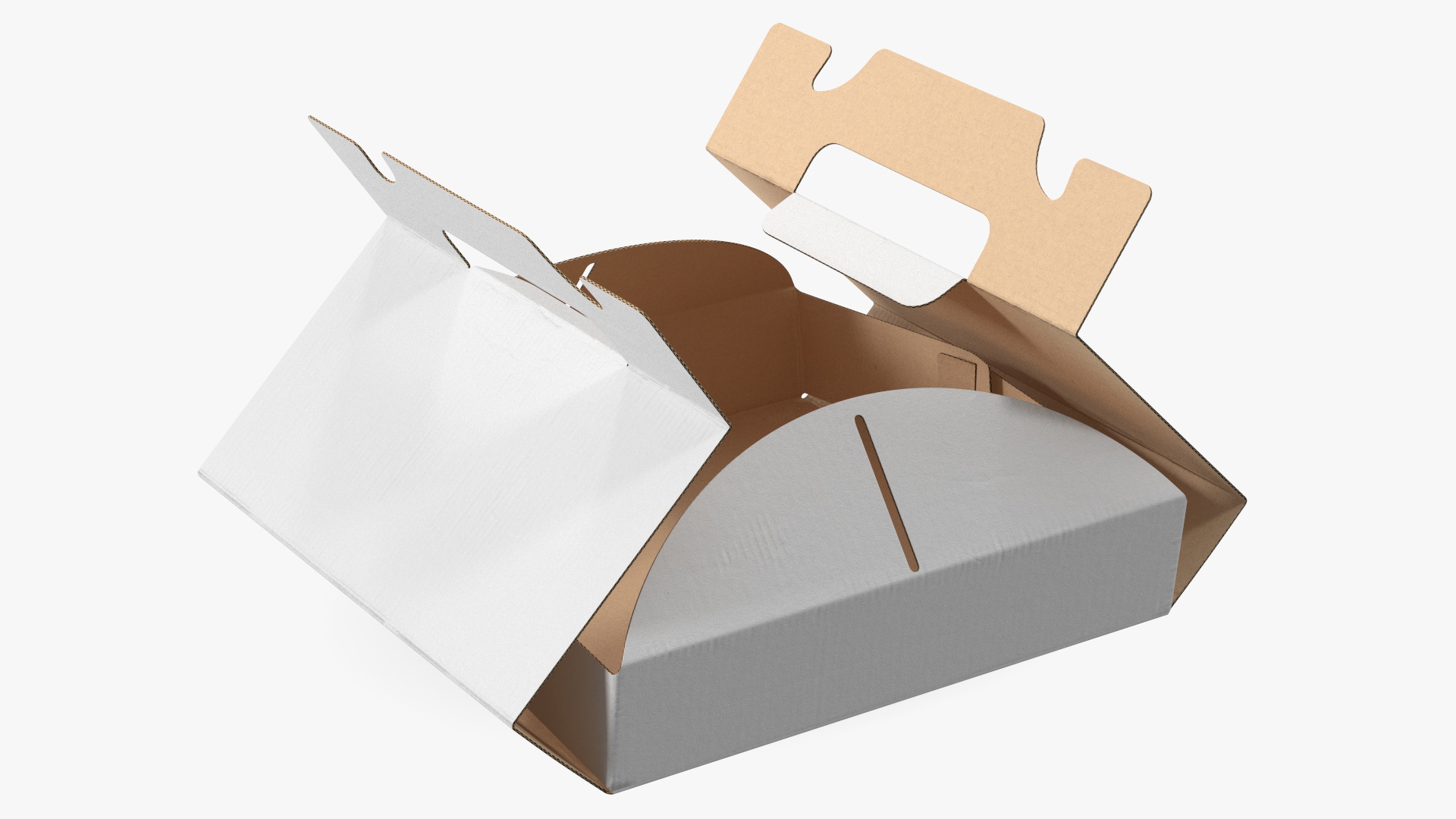 White Pizza Box with Handle Open 3D