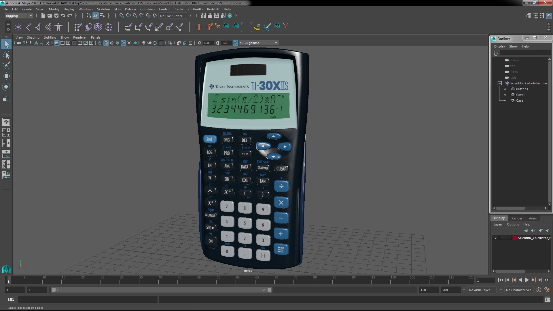 Scientific Calculator Black Switched ON 3D model