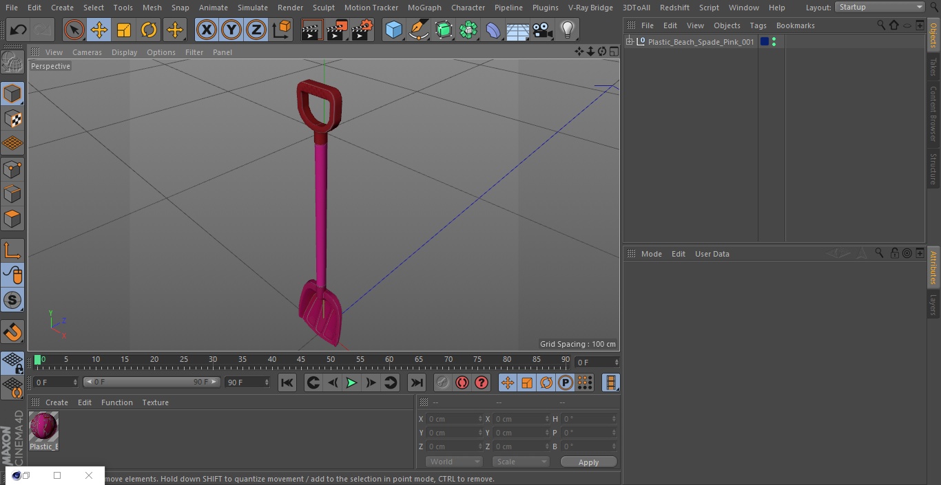 Plastic Beach Spade Pink 3D model