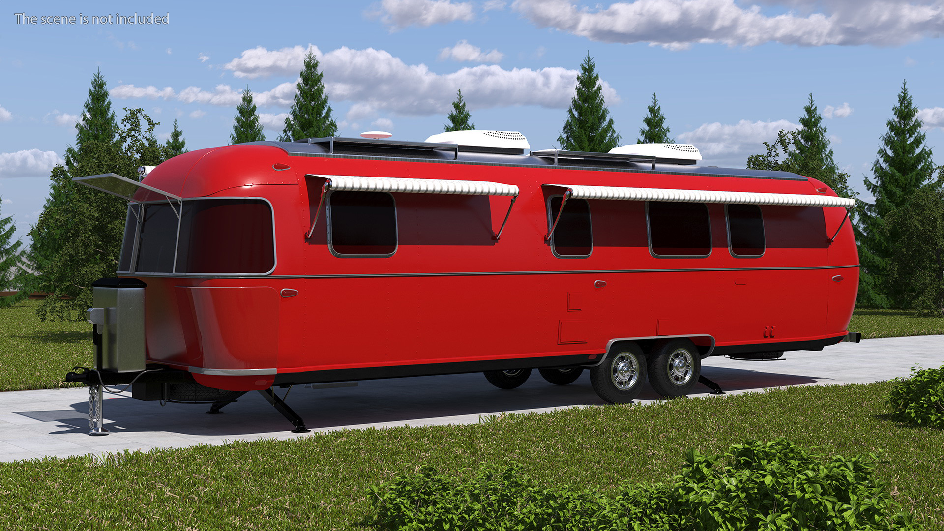 3D Travel Trailer Classic Red Rigged model