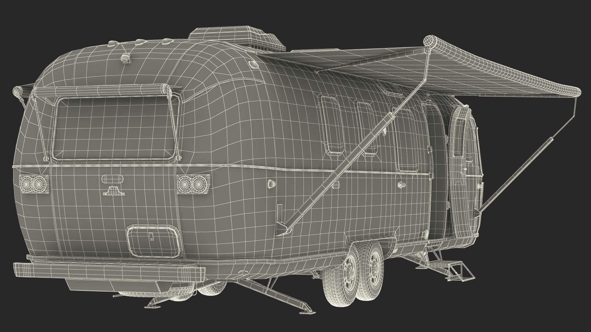 3D Travel Trailer Classic Red Rigged model