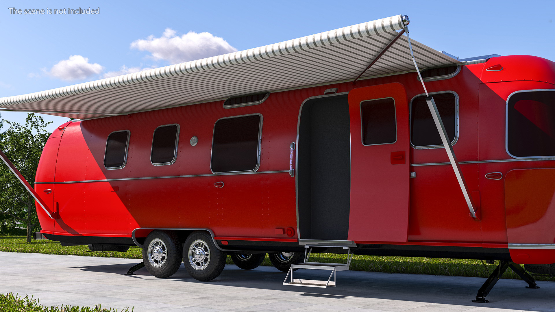 3D Travel Trailer Classic Red Rigged model