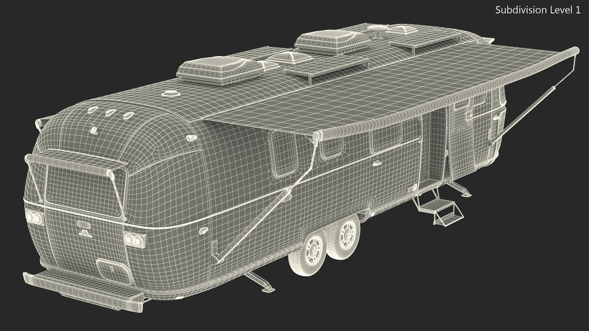 3D Travel Trailer Classic Red Rigged model