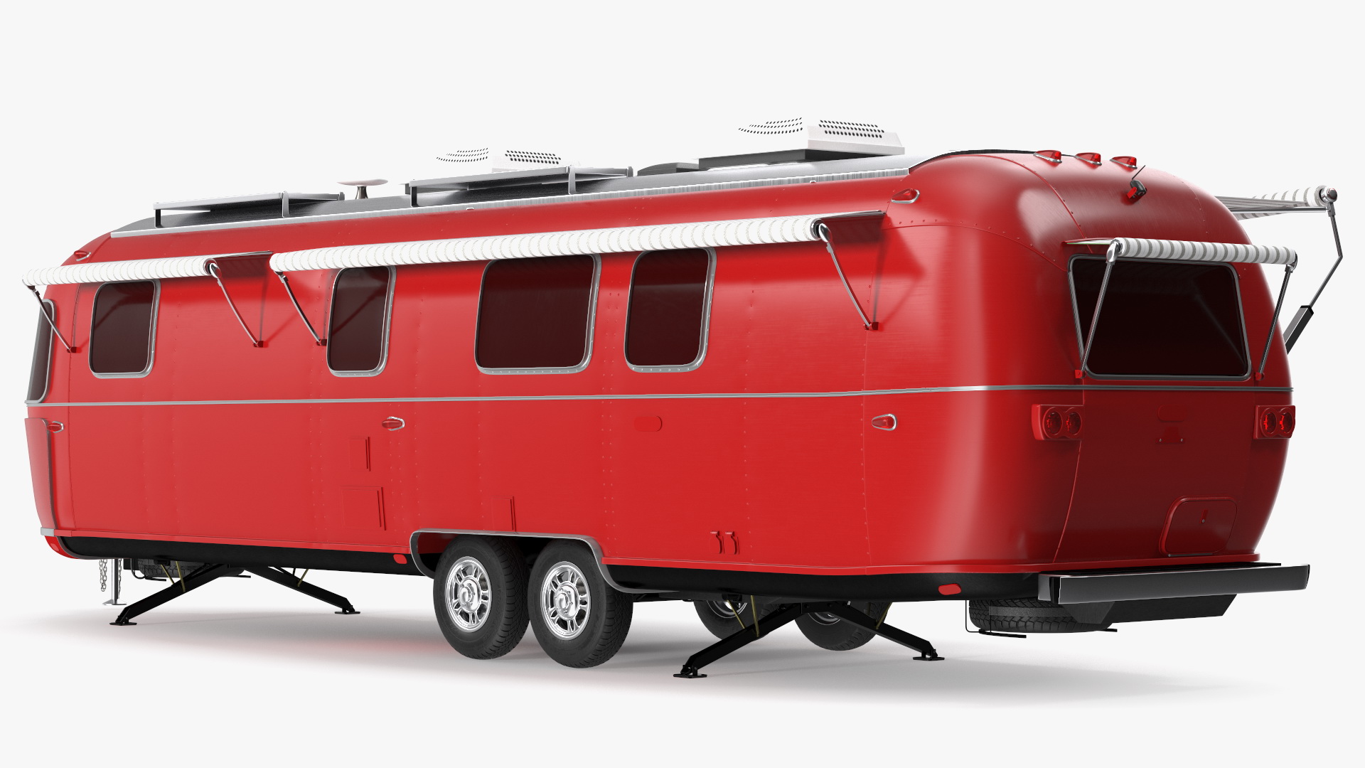 3D Travel Trailer Classic Red Rigged model