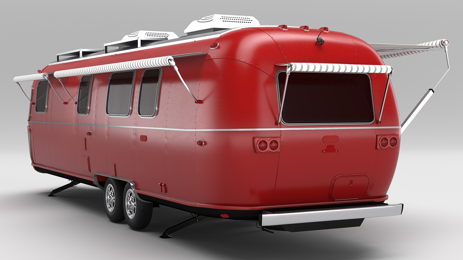 3D Travel Trailer Classic Red Rigged model