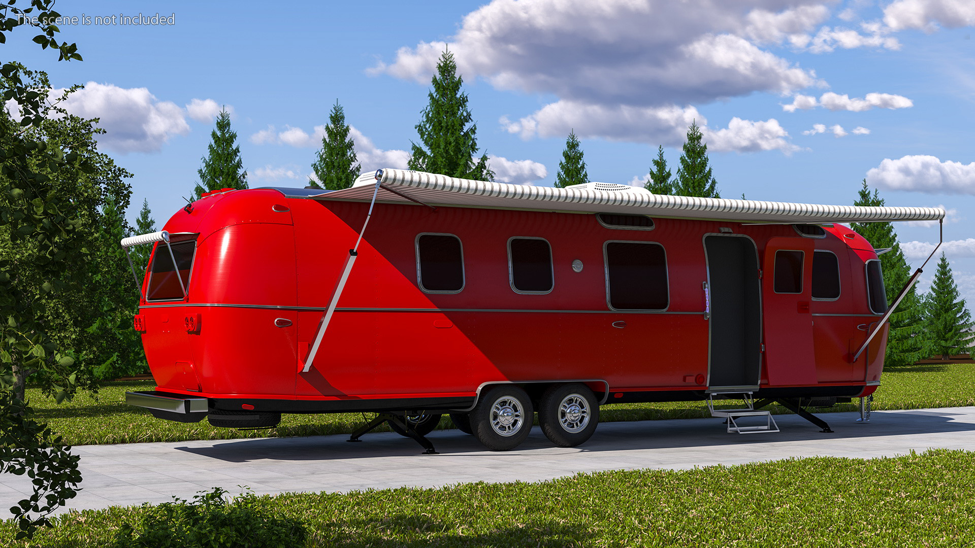 3D Travel Trailer Classic Red Rigged model