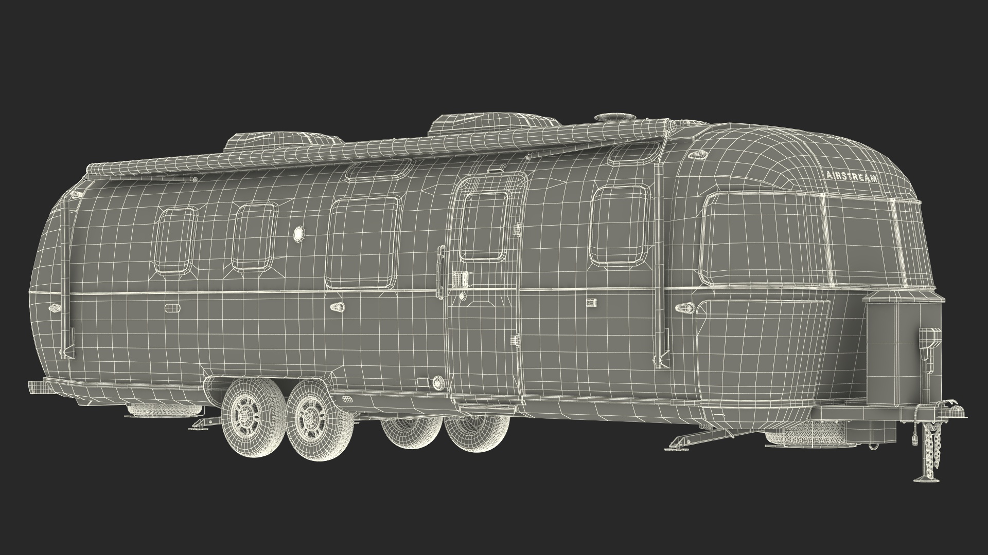 3D Travel Trailer Classic Red Rigged model