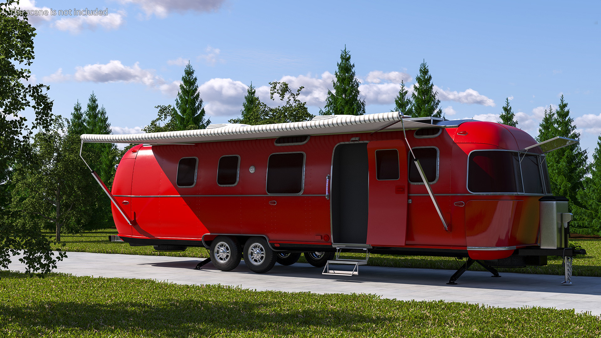 3D Travel Trailer Classic Red Rigged model