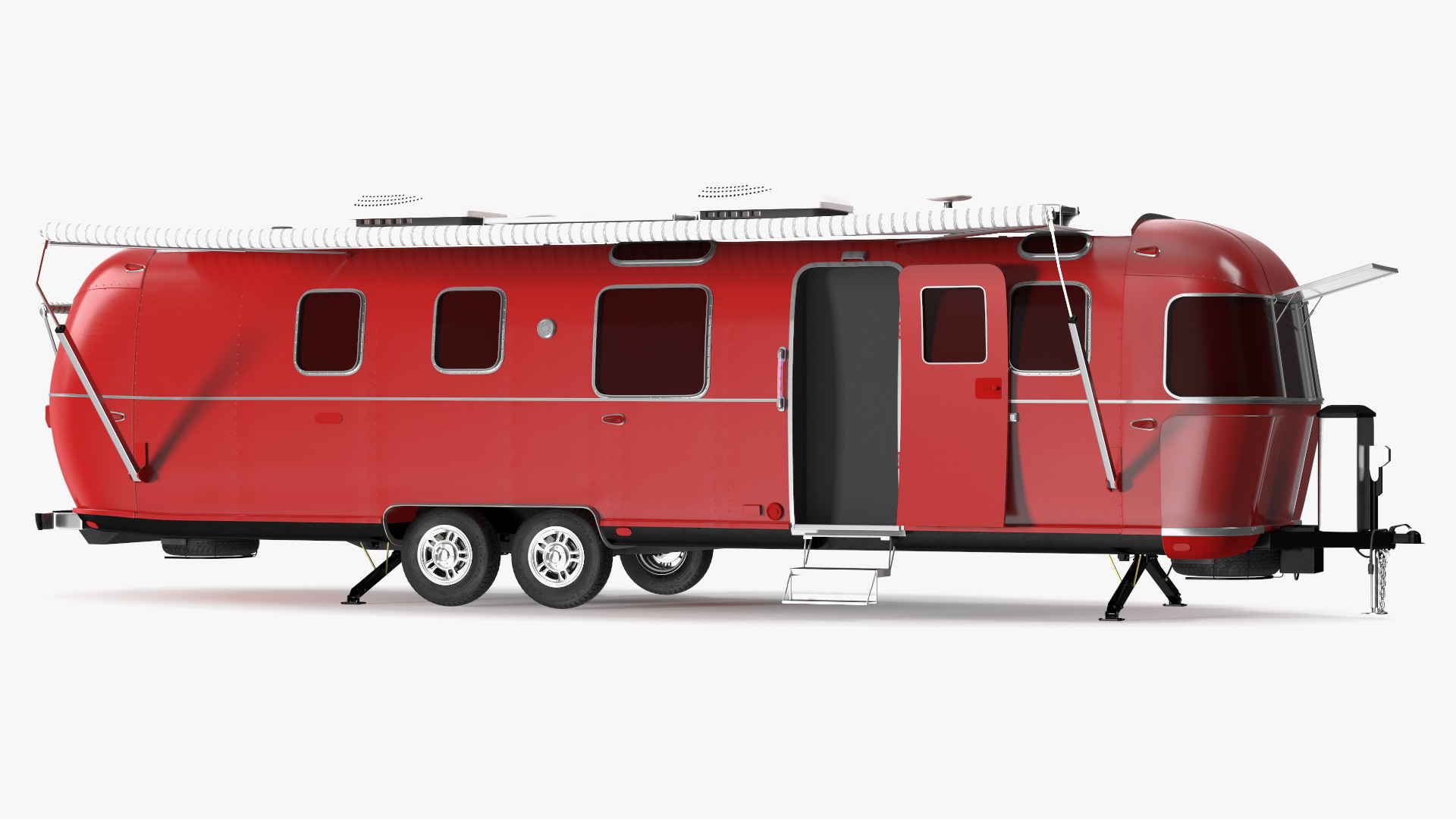 3D Travel Trailer Classic Red Rigged model