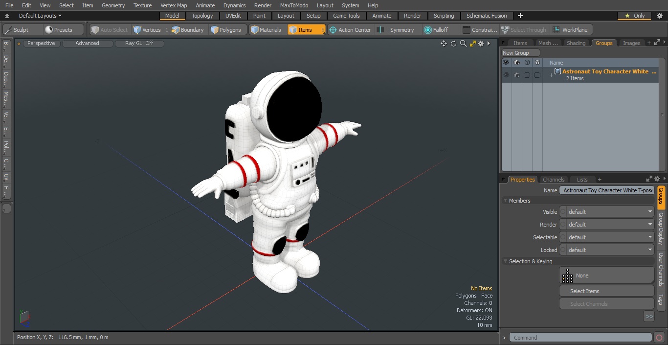 3D Astronaut Toy Character White T-pose