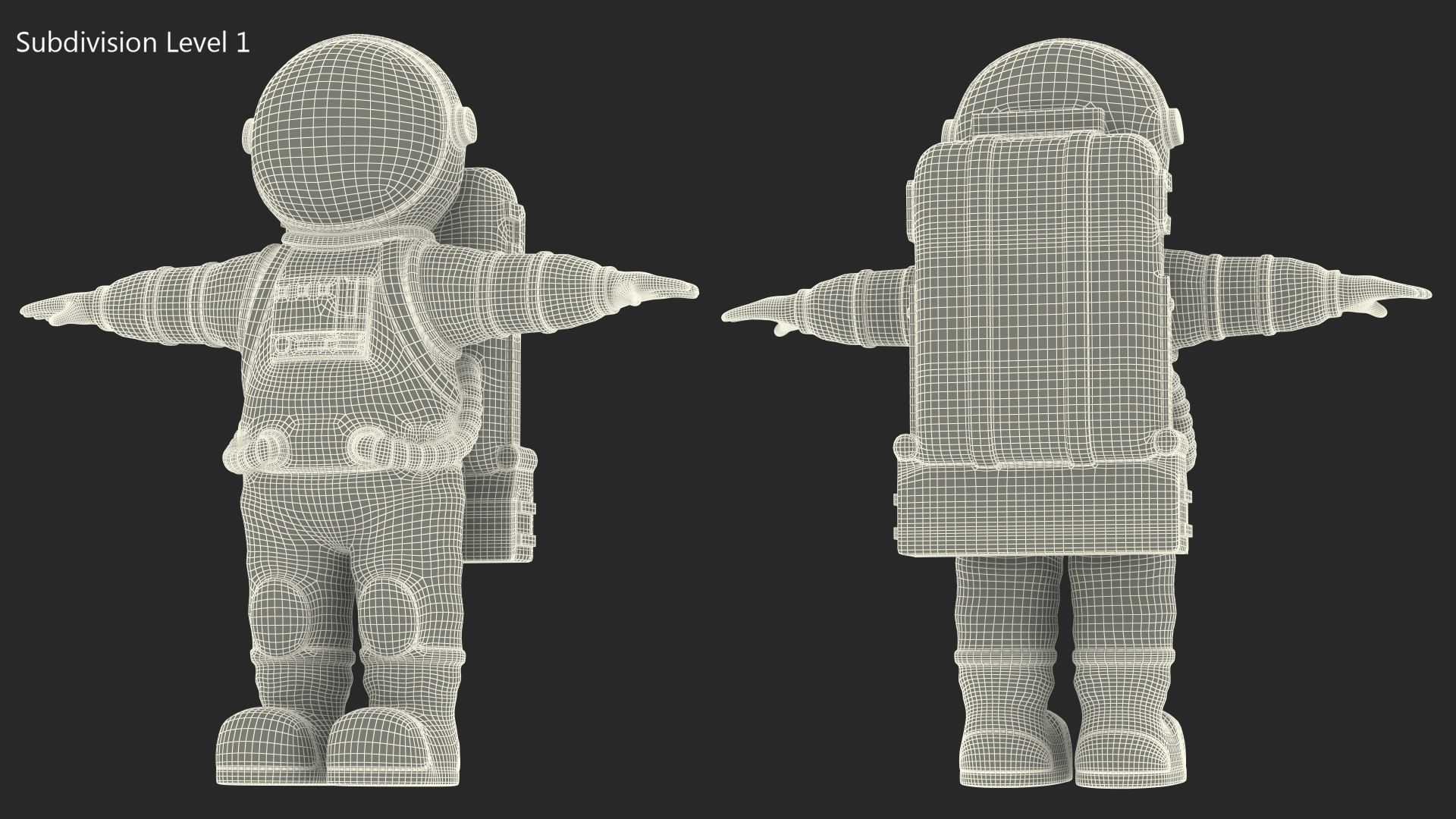 3D Astronaut Toy Character White T-pose