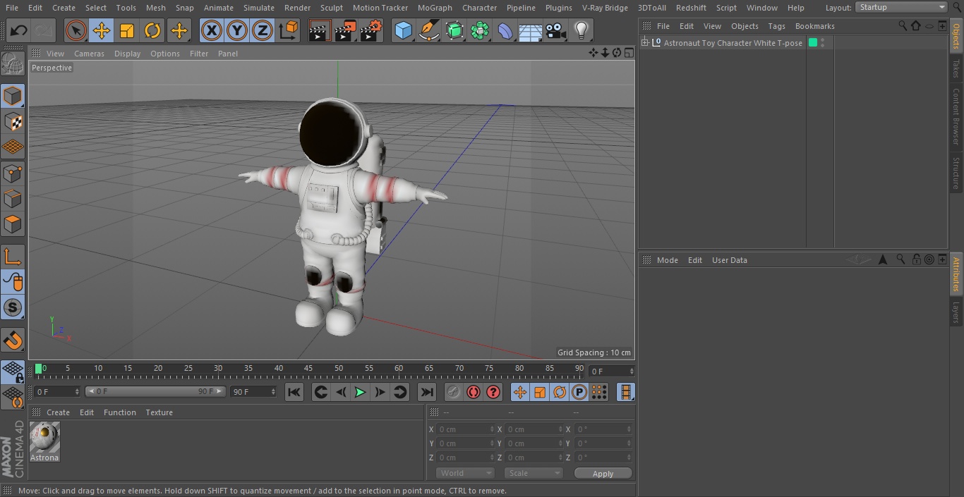 3D Astronaut Toy Character White T-pose