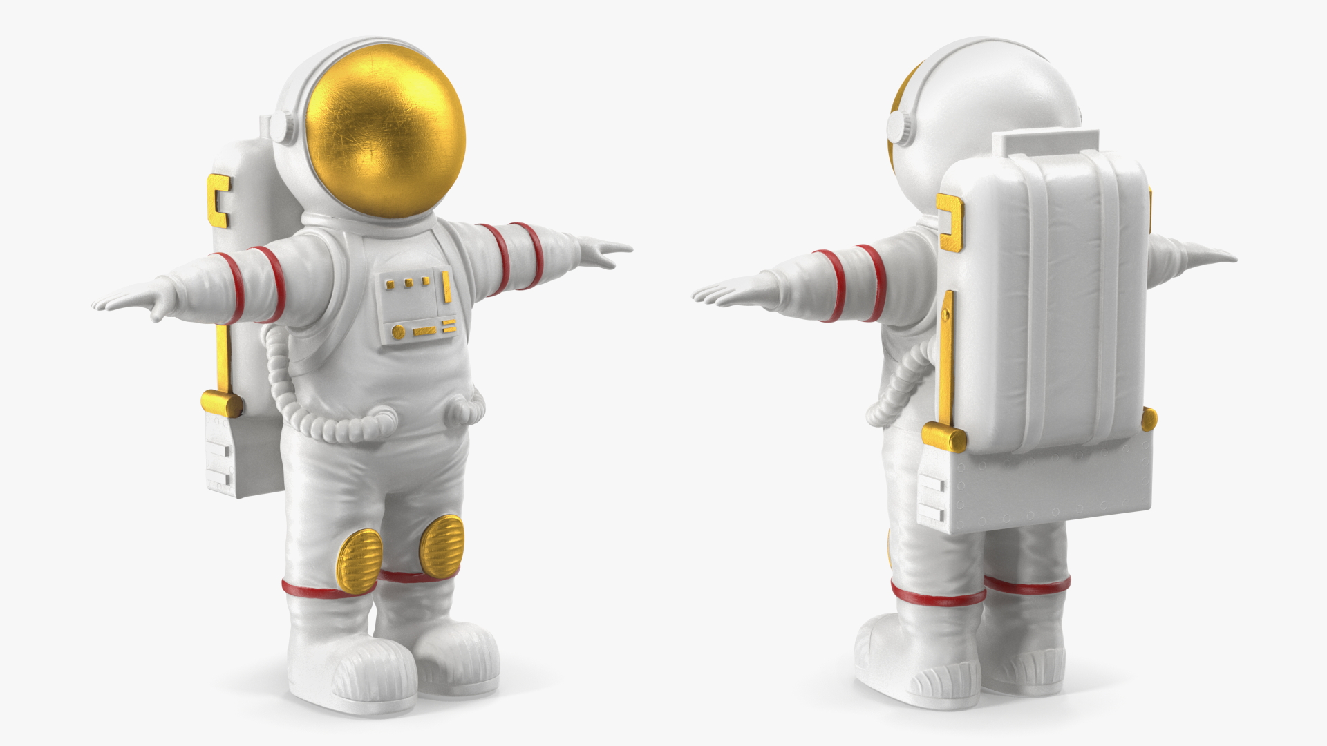 3D Astronaut Toy Character White T-pose