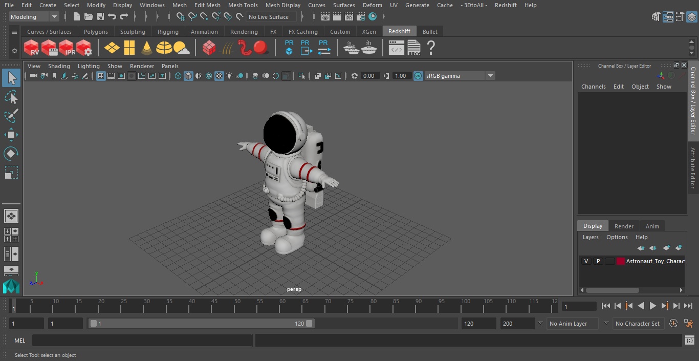 3D Astronaut Toy Character White T-pose