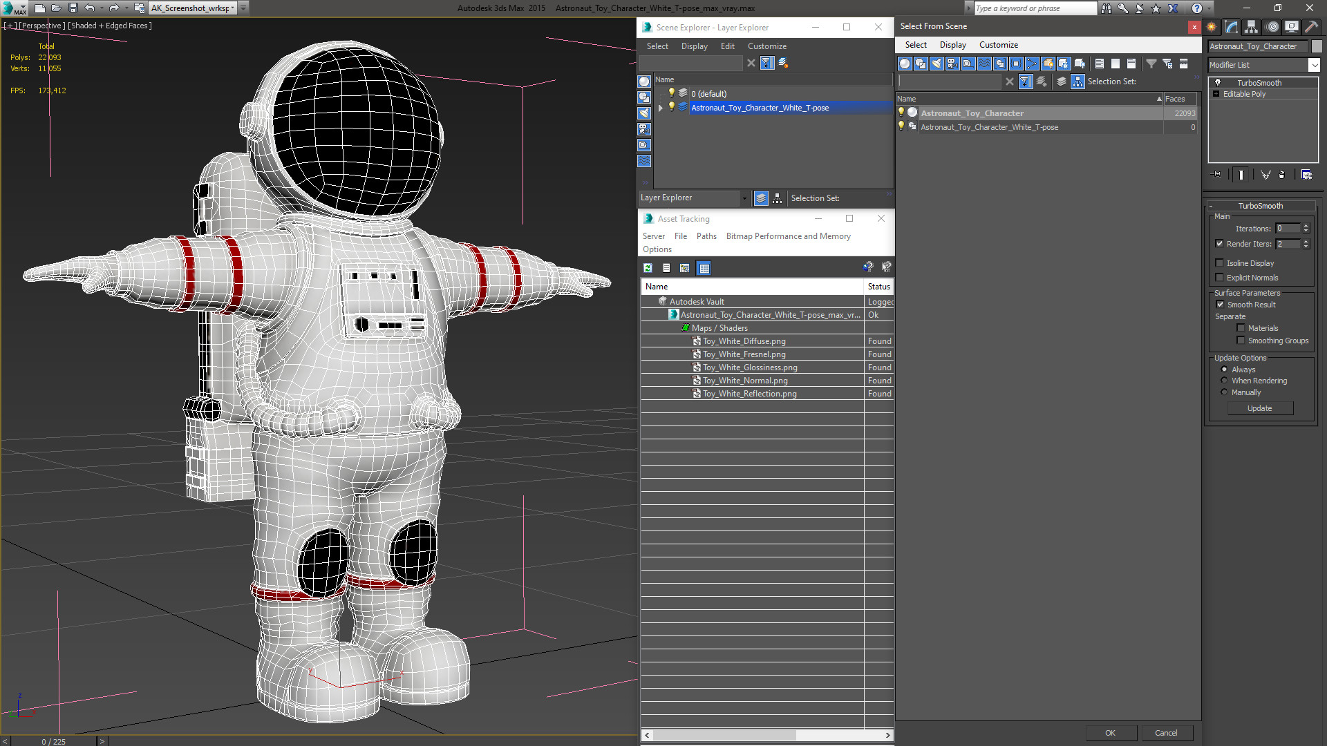 3D Astronaut Toy Character White T-pose