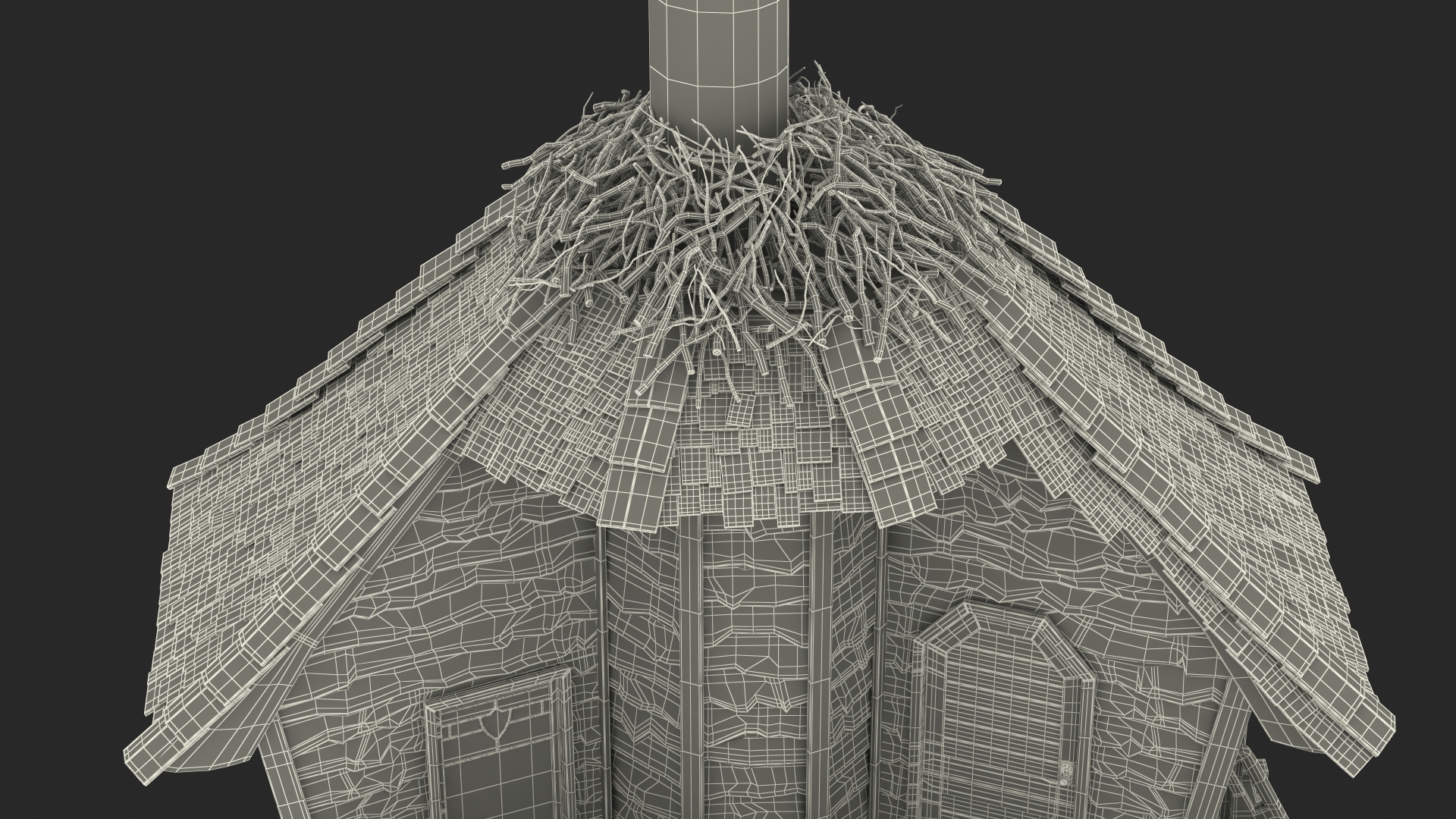 Tree House with One Pine 3D model