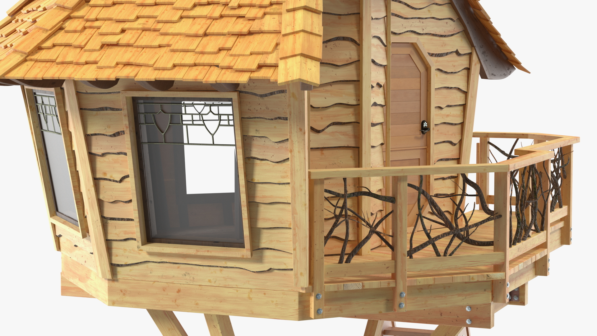 Tree House with One Pine 3D model