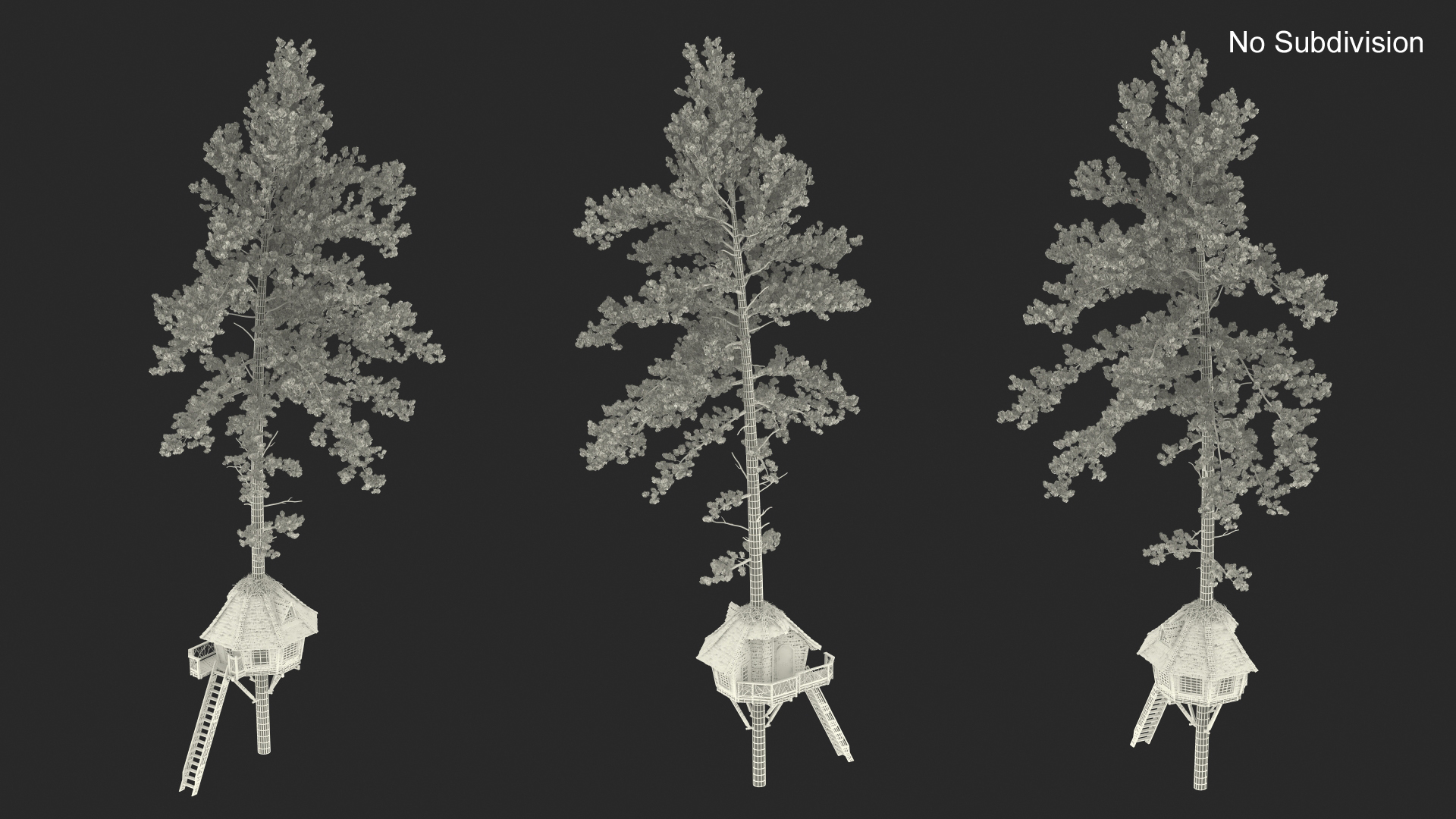 Tree House with One Pine 3D model